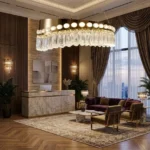 نجفة بإضاءة باللون الذهبي