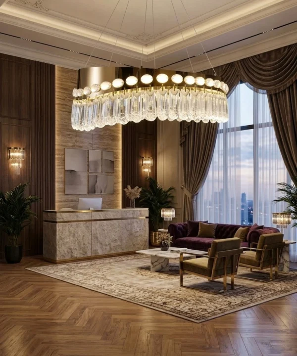 نجفة بإضاءة باللون الذهبي